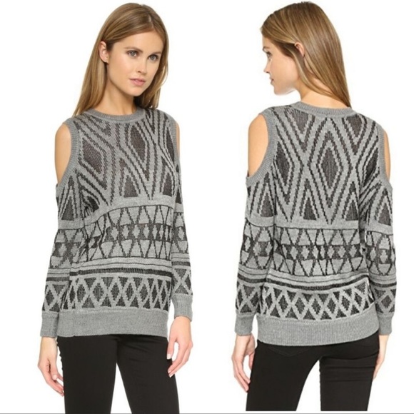 Rebecca Minkoff Grey Cold Shoulder Cut Out Page Sweater $168 NWOT - Picture 3 of 8